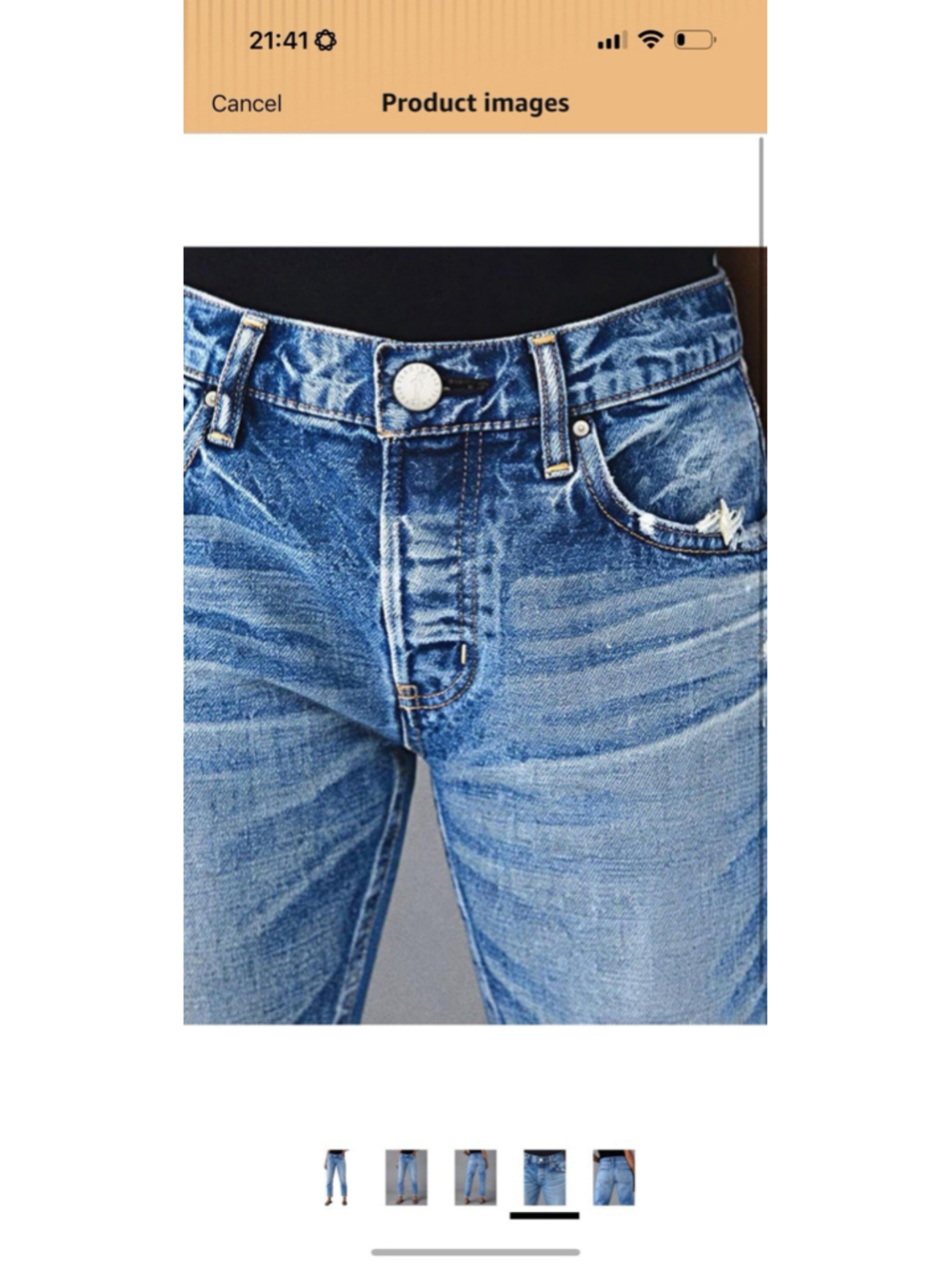 Flamingals Raw Hem Ripped Distressed Mid Waist Straight Leg Crop Jeans Blue M - Picture 4 of 5